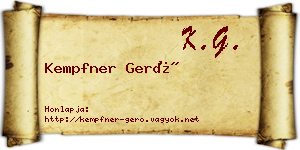 Kempfner Gerő névjegykártya